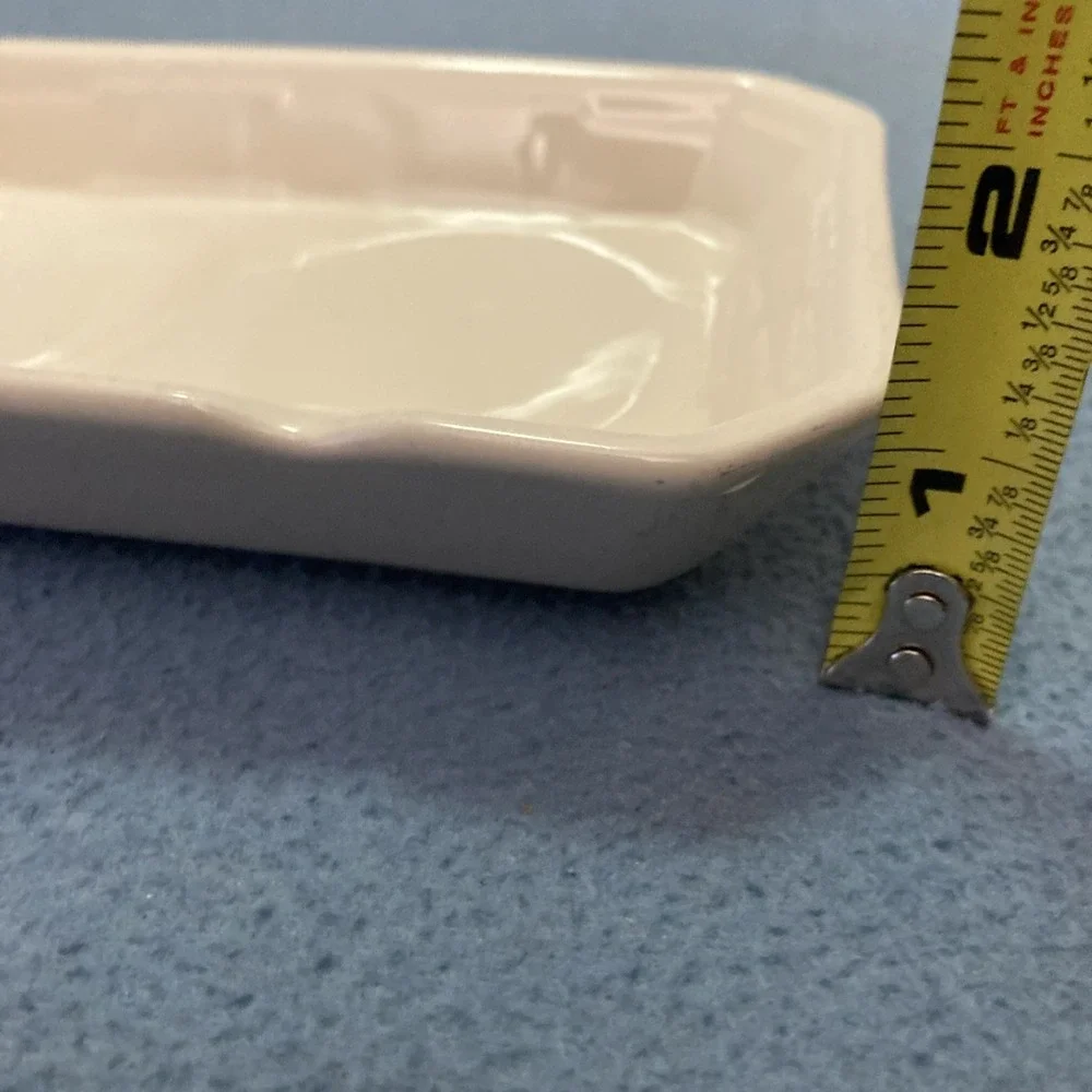 Longaberger Pottery Woven Traditions Ivory Vitrified Double Spoon Rest